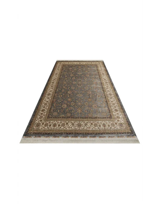 Isfahan 03 Grey Cream Klasik Desenli Yüksek Kalite Sık Dokuma Makine Halısı