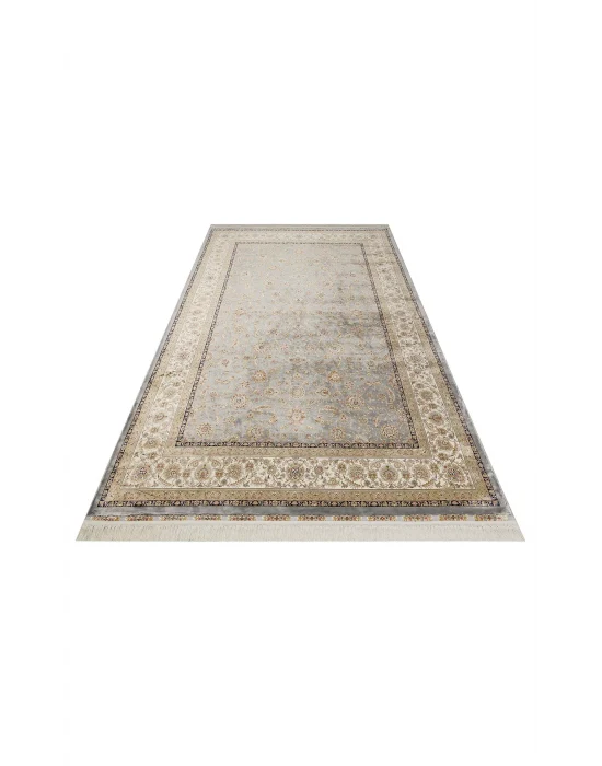 Isfahan 03 Grey Cream Klasik Desenli Yüksek Kalite Sık Dokuma Makine Halısı