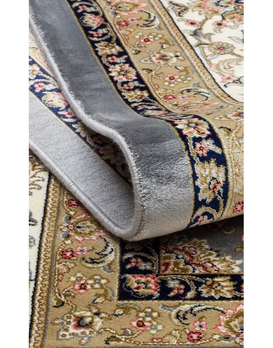 Isfahan 03 Grey Cream Klasik Desenli Yüksek Kalite Sık Dokuma Makine Halısı