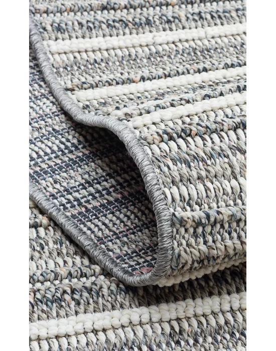 Soho Sh 21 Grey Ivory Hav Vermeyen Özel Ipler Ile Üretilen Etnik Örgü Desenlere Sahip Makine Halısı