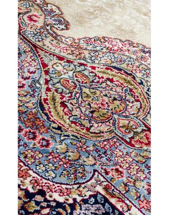 Isfahan 02 Cream  Klasik Desenli Yüksek Kalite Sık Dokuma Makine Halısı