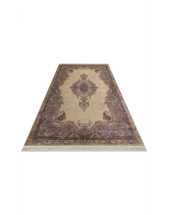 Isfahan 02 Cream  Klasik Desenli Yüksek Kalite Sık Dokuma Makine Halısı