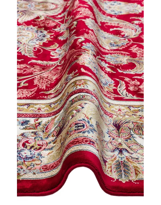 Isfahan 01 Red Klasik Desenli Yüksek Kalite Sık Dokuma Makine Halısı