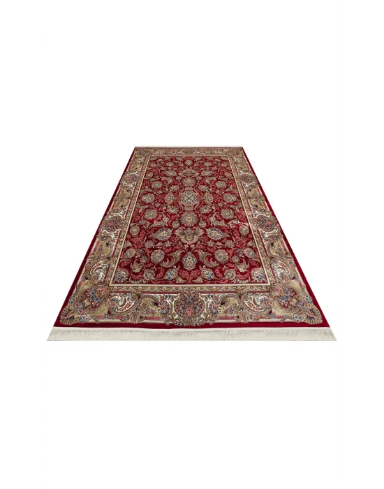 Isfahan 01 Red Klasik Desenli Yüksek Kalite Sık Dokuma Makine Halısı