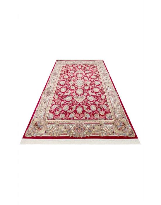 Isfahan 01 Red Klasik Desenli Yüksek Kalite Sık Dokuma Makine Halısı