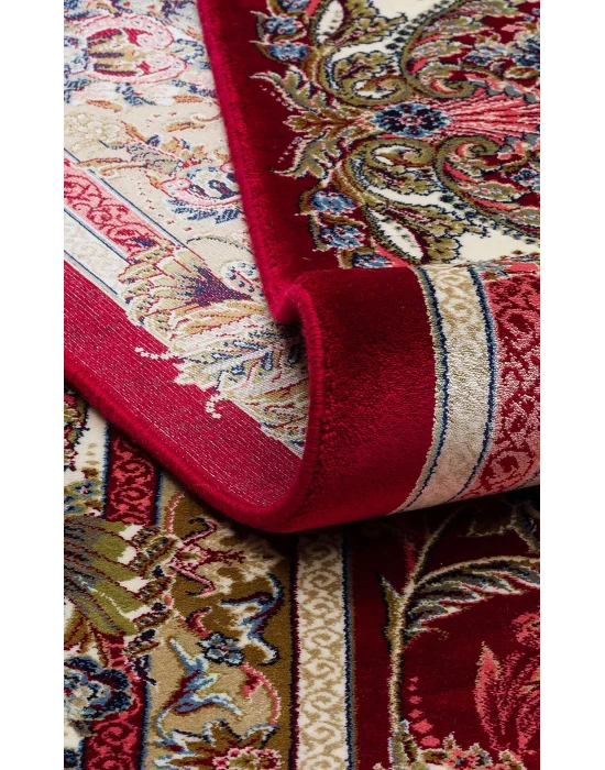 Isfahan 01 Red Klasik Desenli Yüksek Kalite Sık Dokuma Makine Halısı