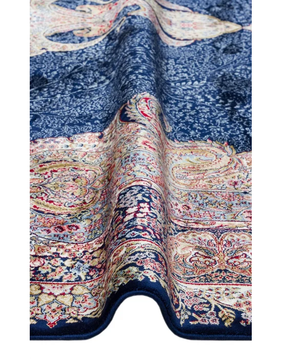 Isfahan 02 Navy  Klasik Desenli Yüksek Kalite Sık Dokuma Makine Halısı