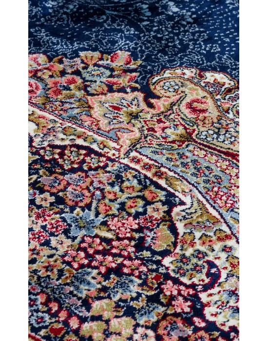 Isfahan 02 Navy  Klasik Desenli Yüksek Kalite Sık Dokuma Makine Halısı
