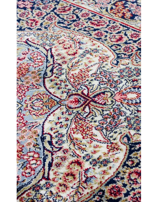 Isfahan 02 Navy  Klasik Desenli Yüksek Kalite Sık Dokuma Makine Halısı