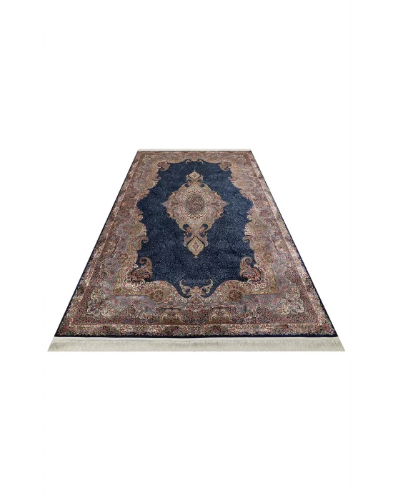 Isfahan 02 Navy  Klasik Desenli Yüksek Kalite Sık Dokuma Makine Halısı