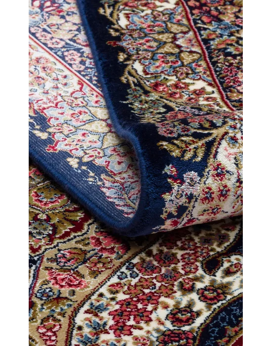 Isfahan 02 Navy  Klasik Desenli Yüksek Kalite Sık Dokuma Makine Halısı