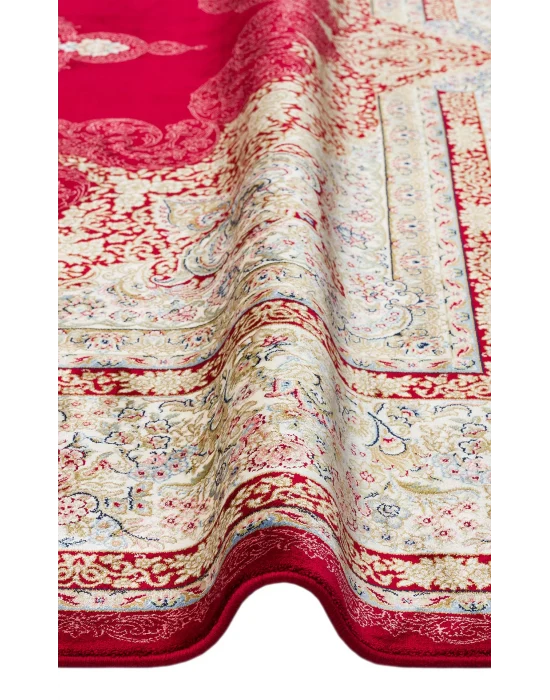 Isfahan 05 Red Klasik Desenli Yüksek Kalite Sık Dokuma Makine Halısı