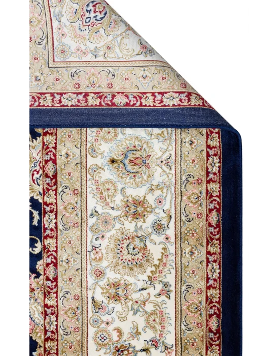 Isfahan 03 Navy Cream  Klasik Desenli Yüksek Kalite Sık Dokuma Makine Halısı