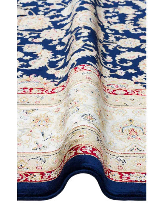Isfahan 03 Navy Cream  Klasik Desenli Yüksek Kalite Sık Dokuma Makine Halısı