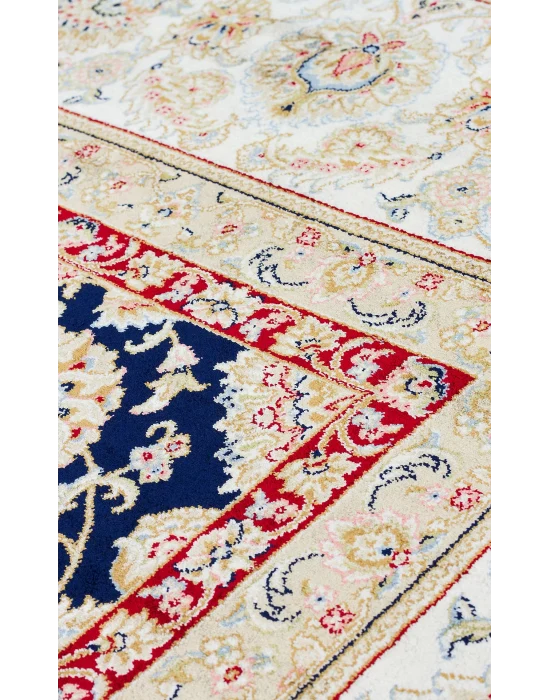 Isfahan 03 Navy Cream  Klasik Desenli Yüksek Kalite Sık Dokuma Makine Halısı