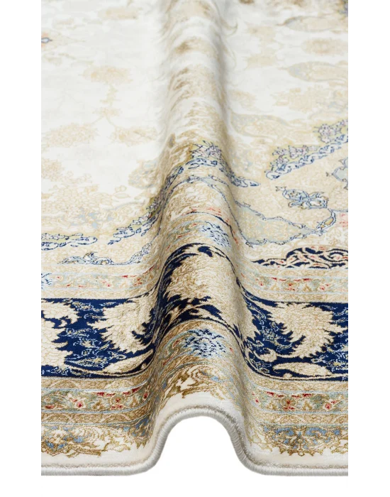 Isfahan 04 Cream Klasik Desenli Yüksek Kalite Sık Dokuma Makine Halısı