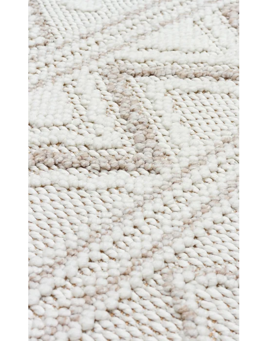 Motto MOT 03 White Beige Yumuşak Tuşeli Örgü Dokuma Modern Makine Halısı