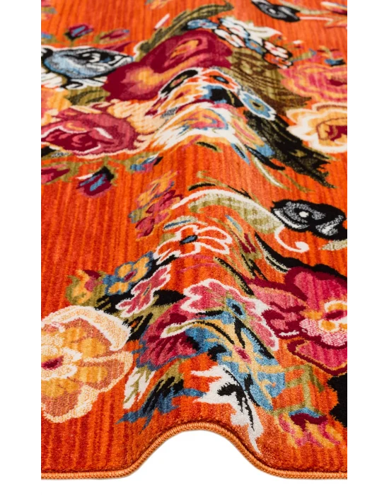 PIETRA HALI 0272 Sıcak Renk Tonlu Etnik Desenli Yumuşak Dokulu Makine Halısı