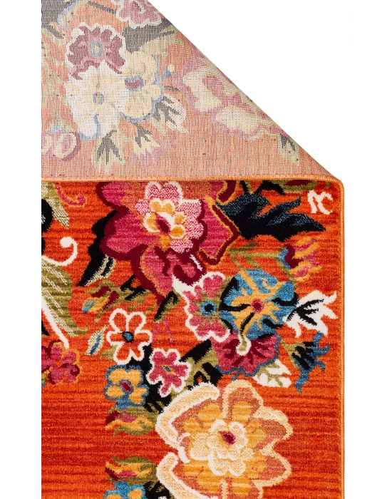 PIETRA HALI 0272 Sıcak Renk Tonlu Etnik Desenli Yumuşak Dokulu Makine Halısı