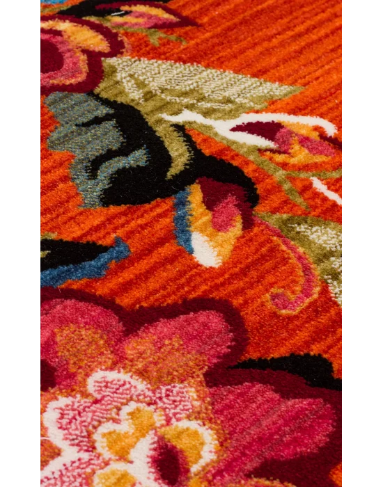 PIETRA HALI 0272 Sıcak Renk Tonlu Etnik Desenli Yumuşak Dokulu Makine Halısı