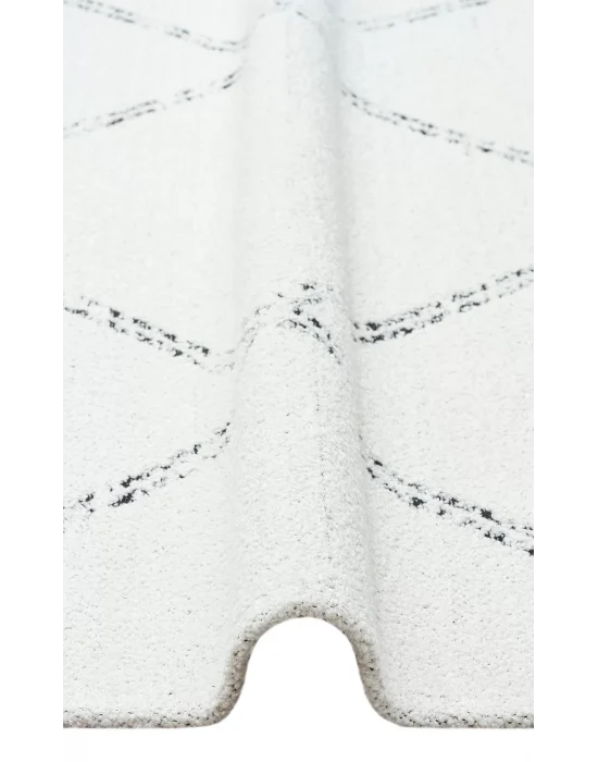 Nevada NVD 03 White Black Moroccon Tuşeli Hav Toz Vermez Kaymaz Tabanlı İnce Dokuma Modern Halı