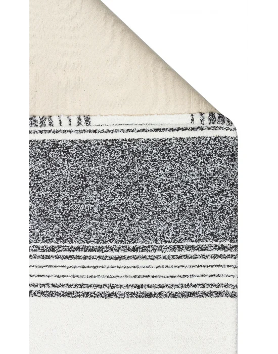 Nevada NVD 02 White Black Moroccon Tuşeli Hav Toz Vermez Kaymaz Tabanlı İnce Dokuma Modern Halı