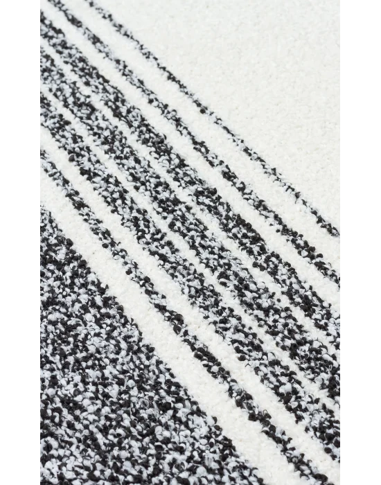 Nevada NVD 02 White Black Moroccon Tuşeli Hav Toz Vermez Kaymaz Tabanlı İnce Dokuma Modern Halı