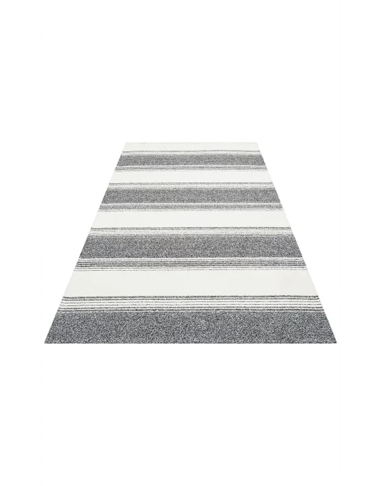 Nevada NVD 02 White Black Moroccon Tuşeli Hav Toz Vermez Kaymaz Tabanlı İnce Dokuma Modern Halı