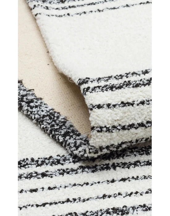 Nevada NVD 02 White Black Moroccon Tuşeli Hav Toz Vermez Kaymaz Tabanlı İnce Dokuma Modern Halı