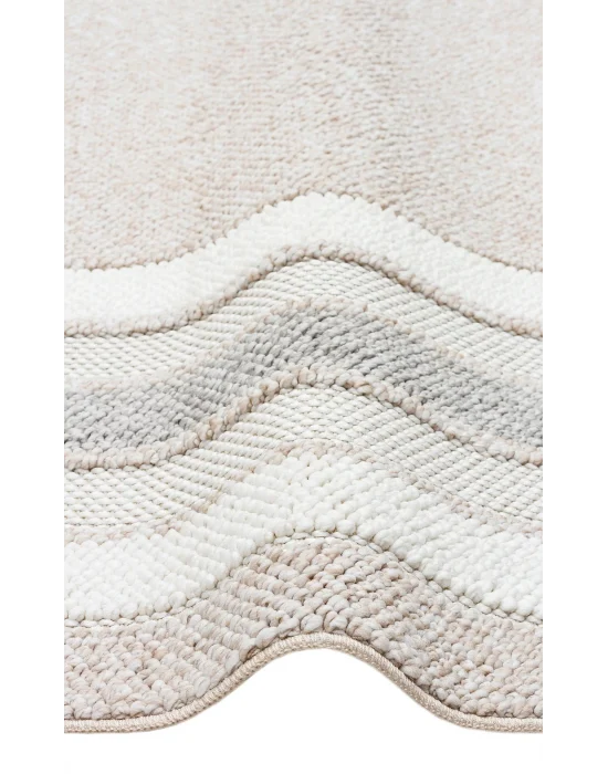 Motto MOT 04 Beige Grey Yumuşak Tuşeli Örgü Dokuma Modern Makine Halısı