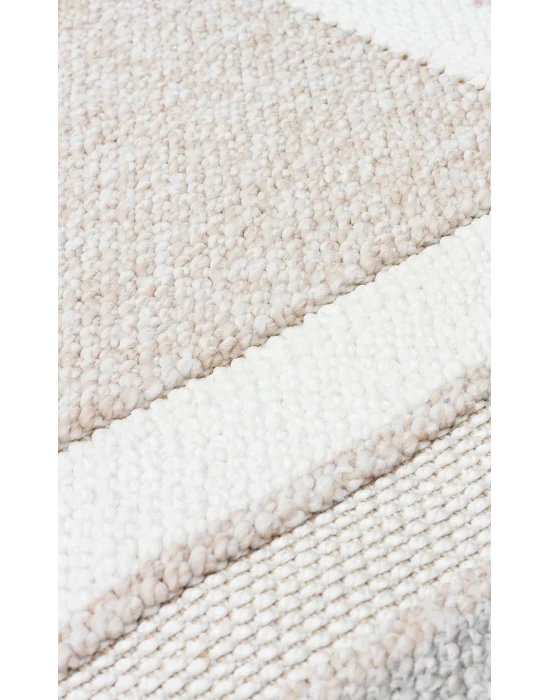 Motto MOT 04 Beige Grey Yumuşak Tuşeli Örgü Dokuma Modern Makine Halısı