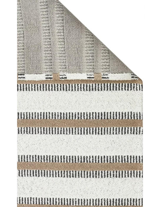 Nevada NVD 04 White Beige Moroccon Tuşeli Hav Toz Vermez Kaymaz Tabanlı İnce Dokuma Modern Halı