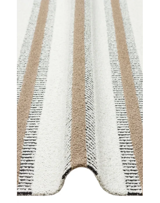 Nevada NVD 04 White Beige Moroccon Tuşeli Hav Toz Vermez Kaymaz Tabanlı İnce Dokuma Modern Halı