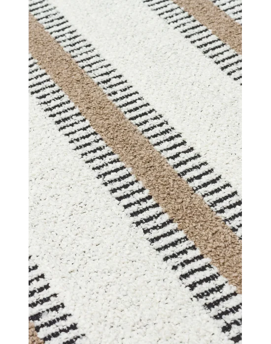 Nevada NVD 04 White Beige Moroccon Tuşeli Hav Toz Vermez Kaymaz Tabanlı İnce Dokuma Modern Halı