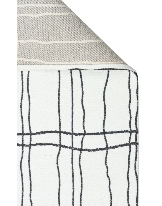 Nevada NVD 05 White Black Moroccon Tuşeli Hav Toz Vermez Kaymaz Tabanlı İnce Dokuma Modern Halı