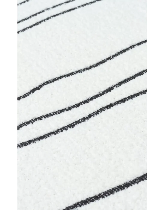 Nevada NVD 05 White Black Moroccon Tuşeli Hav Toz Vermez Kaymaz Tabanlı İnce Dokuma Modern Halı