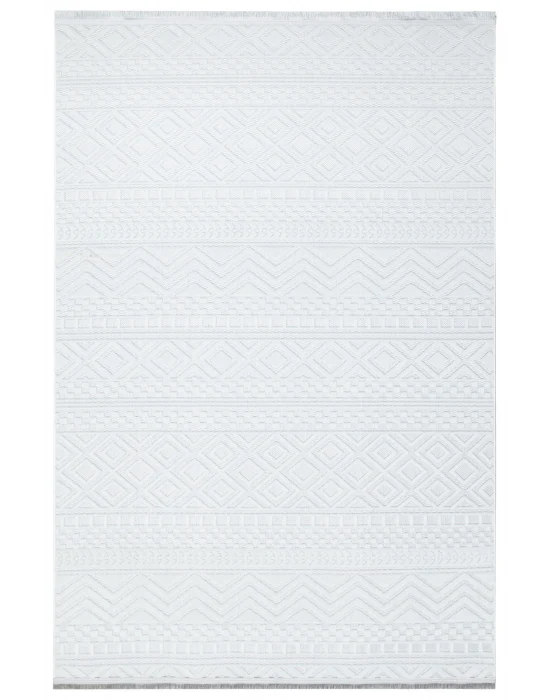 Fors 601 Beyaz Makinede Yıkanabilen Kaymaz Tabanlı İnce Makine Halısı