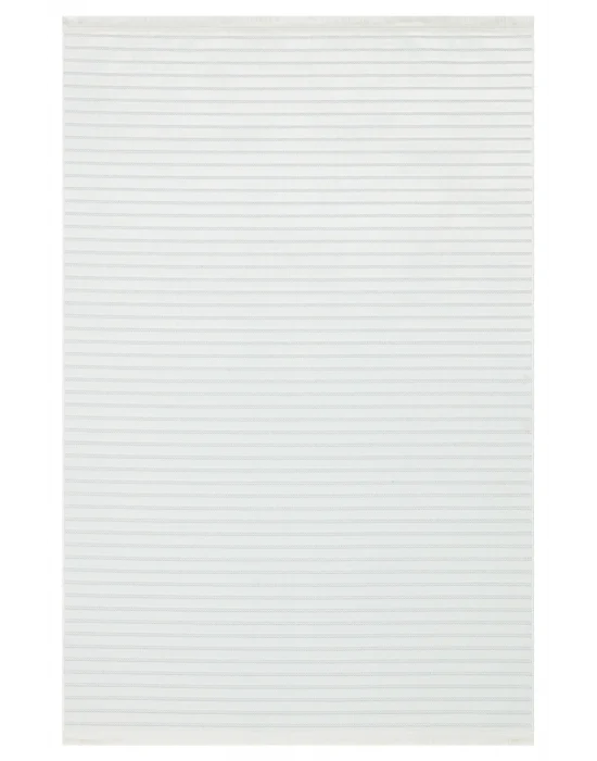 Fors 607 Beyaz Makinede Yıkanabilen Kaymaz Tabanlı İnce Makine Halısı