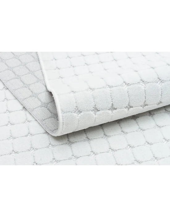 Fors 605 Beyaz Makinede Yıkanabilen Kaymaz Tabanlı İnce Makine Halısı