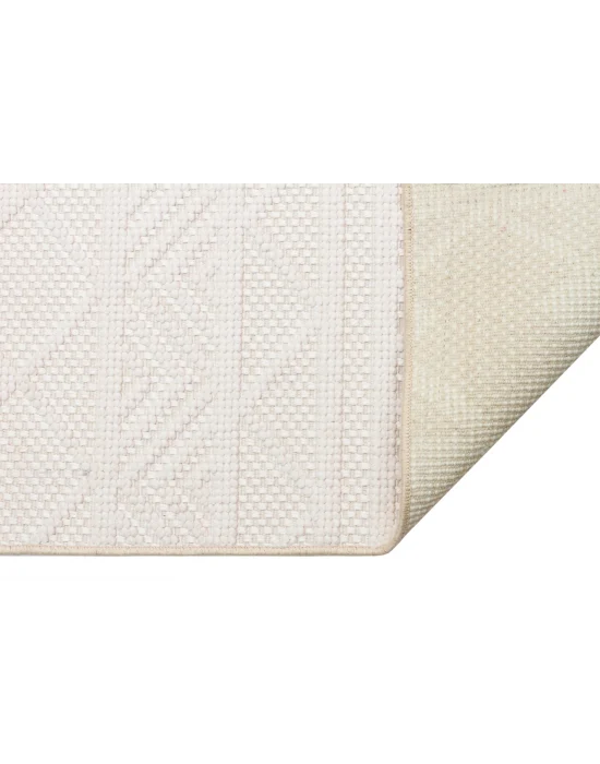 İnci 501 Krem Makinede Yıkanabilen Kaymaz Tabanlı İskandinav Desenli Makine Halısı