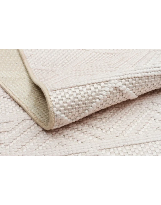 İnci 501 Krem Makinede Yıkanabilen Kaymaz Tabanlı İskandinav Desenli Makine Halısı