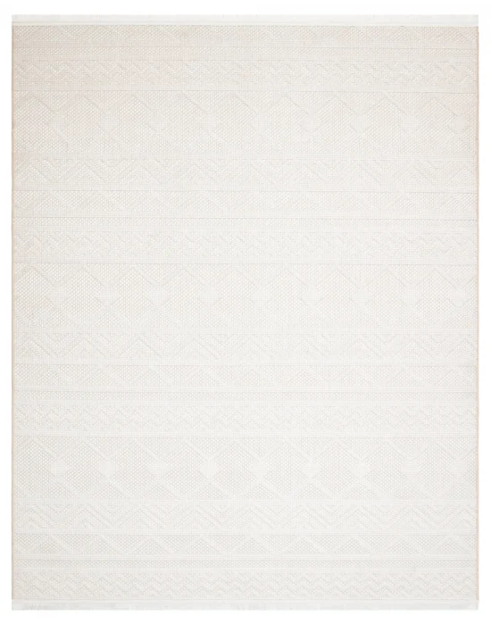 İnci 501 Krem Makinede Yıkanabilen Kaymaz Tabanlı İskandinav Desenli Makine Halısı