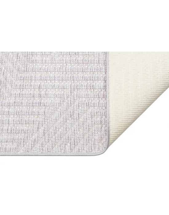 İnci 504 Gri Makinede Yıkanabilen Kaymaz Tabanlı İskandinav Desenli Makine Halısı