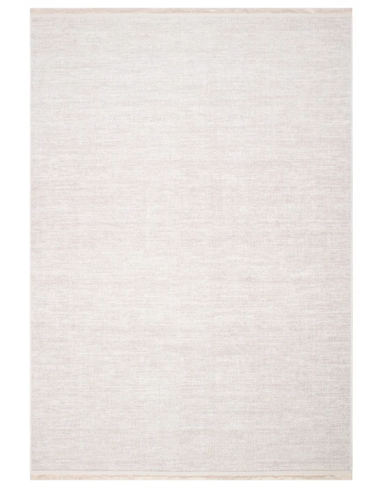 İnci 505 Bej Makinede Yıkanabilen Kaymaz Tabanlı İskandinav Desenli Makine Halısı