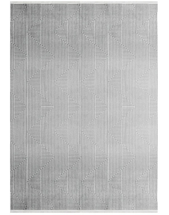 Grande 4989 Gri Akrilik Hav Vermez Modern Desenli Makine Halısı