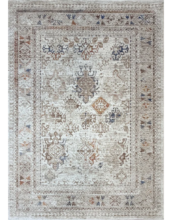 Stella 734 Krem Bej Eskitme Desenli Makine Halısı