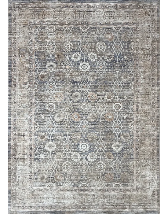 Stella 745 Mavi Krem Eskitme Desenli Makine Halısı