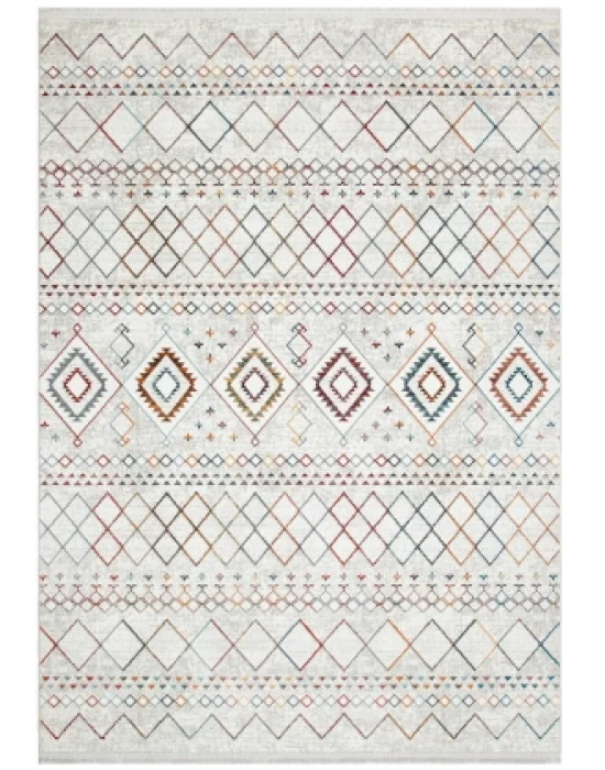 Moon 403 Gri Çok Renkli Dekoratif Makine Halısı