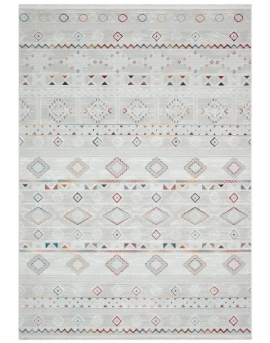 Moon 404 Gri Çok Renkli Dekoratif Makine Halısı