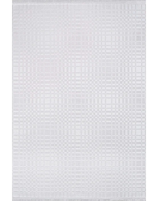 Sofia 02A Beyaz Yıkanabilir Dekoratif Makine Halısı